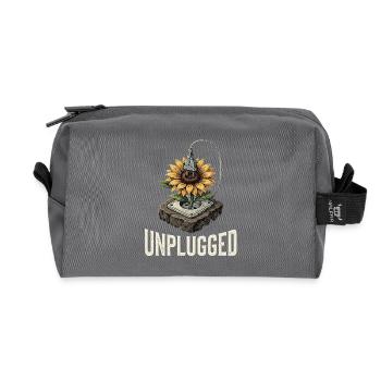 Unplugged Flower - Recycled Toiletry Zip Bag - anthracite - Front