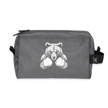 Grizzly Bär Boxen Kämpfer MMA - Recycelte Kulturtasche - Anthrazit - Vorne