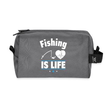 Fishing Is Life, Fishing, Angler - Recycled Toiletry Zip Bag - anthracite - Front
