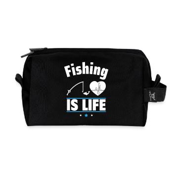 La pêche, c’est la vie, pêche, pêcheur - Trousse de toilette en tissu recyclé - noir - Devant