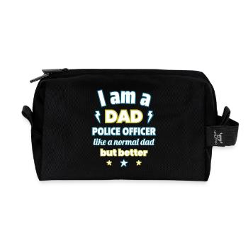 I'm a dad policeman,gift father's day - Recycled Toiletry Zip Bag - black - Front