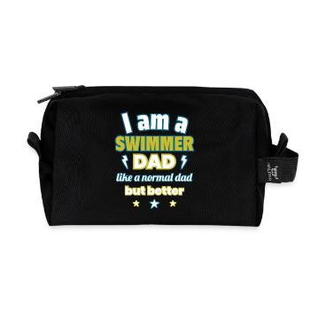 Papa SCHWIMMER, Vatertagsgeschenk,Humor,Schwimmen - Recycelte Kulturtasche - Schwarz - Vorne