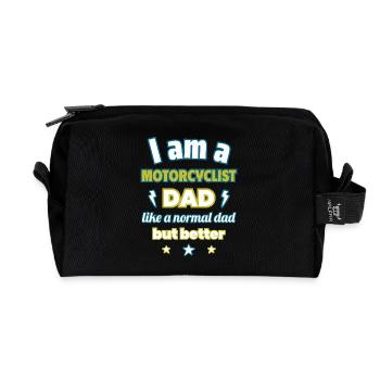Dad MOTORCYCLIST, Father's Day Gift, Motorcycle - Recycled Toiletry Zip Bag - black - Front