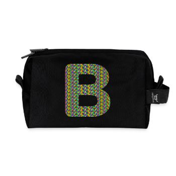 Buntes Herz-B Design – Einzigartig & Stylisch! - Recycelte Kulturtasche - Schwarz - Vorne