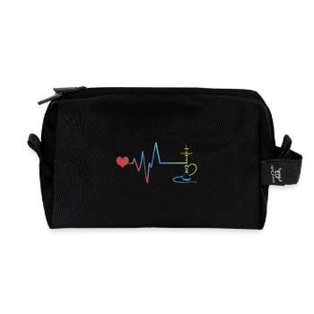 Bong Smoking Pipe Pulse Heartbeat - Recycled Toiletry Zip Bag - black - Front