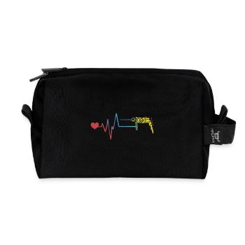 Drill pulse heartbeat - Recycled Toiletry Zip Bag - black - Front