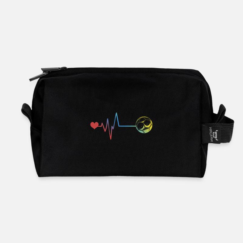 Fußball Puls Herzschlag - Recycelte Kulturtasche - Schwarz