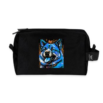 Akita Dog Portrait - Recycled Toiletry Zip Bag - black - Front
