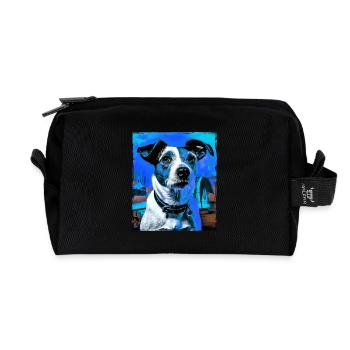 Jack Russel Terrier Hund Porträt - Recycelte Kulturtasche - Schwarz - Vorne