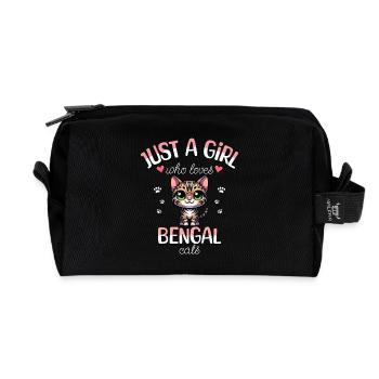 Mädchen liebt Bengalkatze - Recycelte Kulturtasche - Schwarz - Vorne