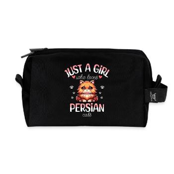 Fille Adore Chat Persan - Trousse de toilette en tissu recyclé - noir - Devant