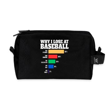 Baseball Player Humor Baseball - Recycled Toiletry Zip Bag - black - Front