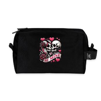 Soyez mon amour ! Couple de crânes mignon pour la Saint-Valentin - Trousse de toilette en tissu recyclé - noir - Devant