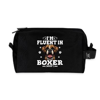 Parler Le Boxer Humour Chien Boxer - Trousse de toilette en tissu recyclé - noir - Devant