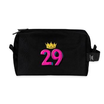 29 Zahl Krone - Recycelte Kulturtasche - Schwarz - Vorne