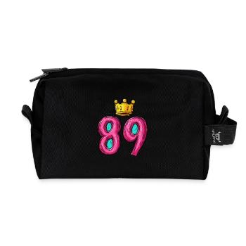 89 Number Crown - Recycled Toiletry Zip Bag - black - Front