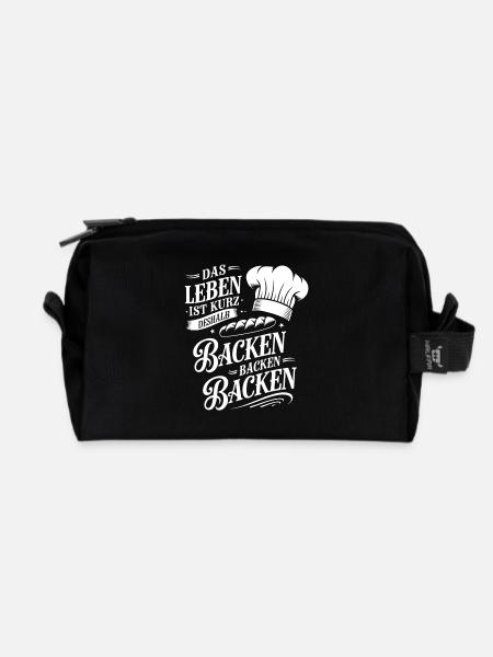 Das Leben ist kurz - deshalb backen backen backen - Recycelte Kulturtasche - Schwarz