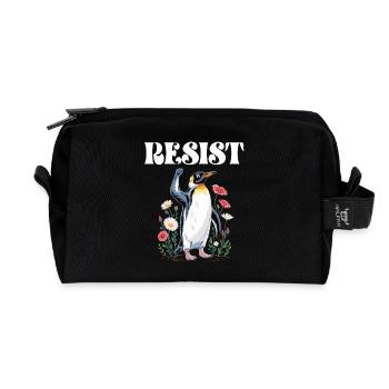 Penguin Protests Resistance Taxes - Recycled Toiletry Zip Bag - black - Front