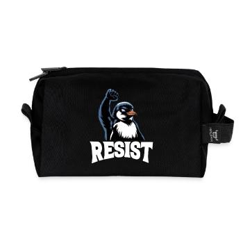 Penguin Protests Resistance Taxes - Recycled Toiletry Zip Bag - black - Front