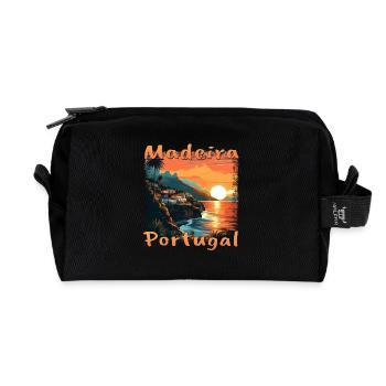 Madeira Portugal Urlaub Sunset Grunge Warme Farben - Recycelte Kulturtasche - Schwarz - Vorne