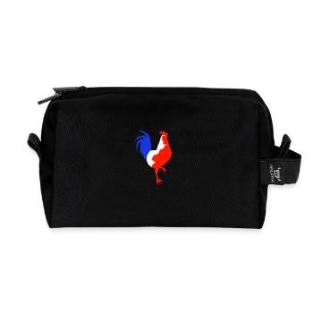 rooster blue white red - Recycled Toiletry Zip Bag - black - Front