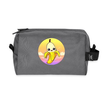 Sweet kawaii banana in sunset style - Recycled Toiletry Zip Bag - anthracite - Front