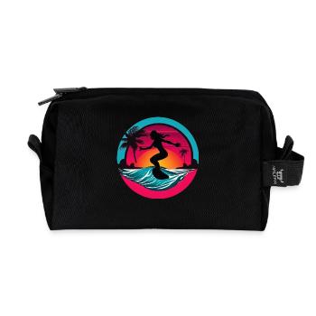 Femmes Surfeur Planche de Surf Surf - Trousse de toilette en tissu recyclé - noir - Devant