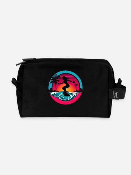 Frauen Surfer Surfbrett Surfen - Recycelte Kulturtasche - Schwarz
