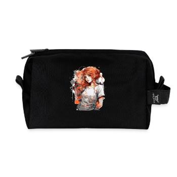 Anime Girl - Trousse de toilette en tissu recyclé - noir - Devant