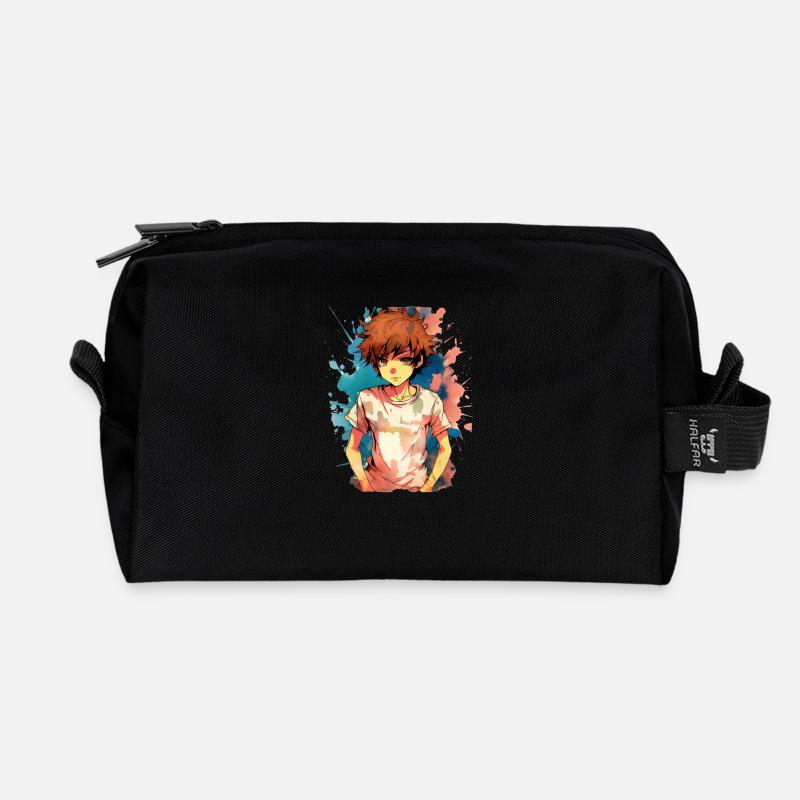 Anime Boy - Recycelte Kulturtasche - Schwarz