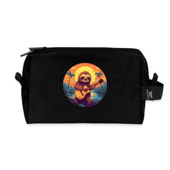 Faultier-Gitarren-Sonnenuntergang - Recycelte Kulturtasche - Schwarz - Vorne