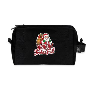 Santa Claus – Ho Ho Ho! Merry Christmas - Recycled Toiletry Zip Bag - black - Front