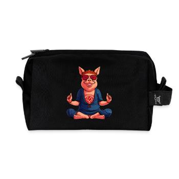 Yogi Schweinchen - Recycelte Kulturtasche - Schwarz - Vorne