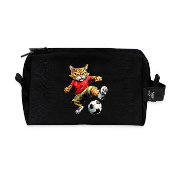Cat Football - Recycled Toiletry Zip Bag - black - Front