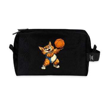 Chats Basket-ball / Basketteur Chat - Trousse de toilette en tissu recyclé - noir - Devant