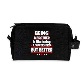 Being a brother is better than being a superhero - Recycled Toiletry Zip Bag - black - Front