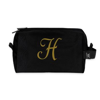 H - Letter - Recycled Toiletry Zip Bag - black - Front