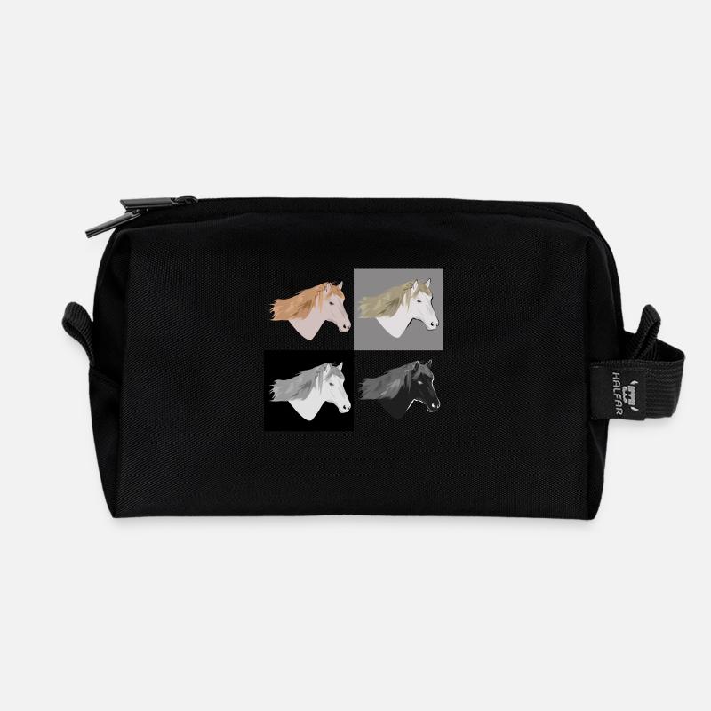 horse - Recycled Toiletry Zip Bag - black
