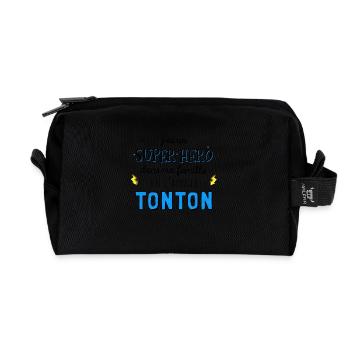 Mon tonton est un super hero - Trousse de toilette en tissu recyclé - noir - Devant
