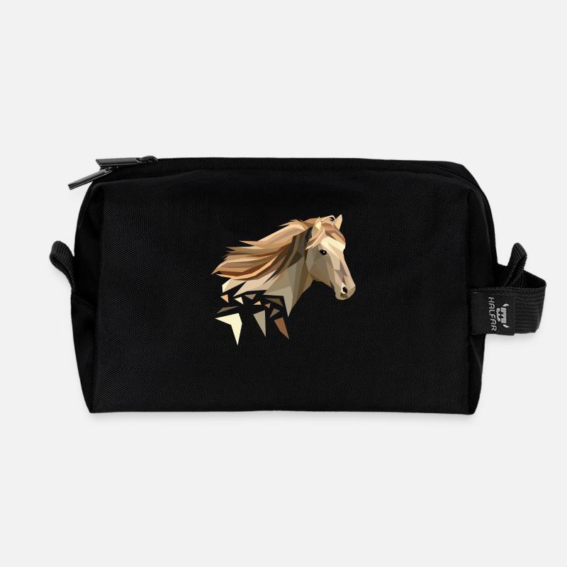 Pferd geometrisch low poly - Recycelte Kulturtasche - Schwarz