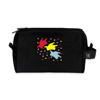 Narrenkappe / Konfetti / Fasching - Recycelte Kulturtasche - Schwarz - Vorne