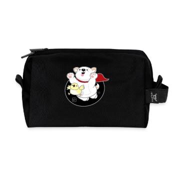 Dog Korean - Japanese Style 06 - Recycled Toiletry Zip Bag - black - Front