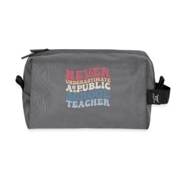Never Underestimate a Public School Teacher - Recycled Toiletry Zip Bag - anthracite - Front