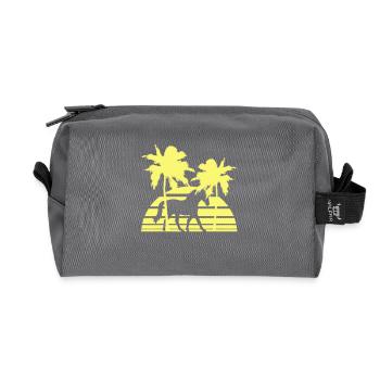 Horse Riding Lines Rider Sun Palm Trees Silhouette - Recycled Toiletry Zip Bag - anthracite - Front