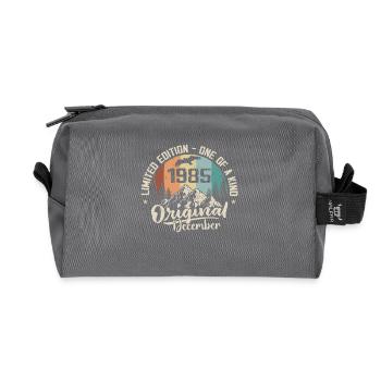 Anniversaire Décembre 1985 - Cadeau decembre 1985 - Trousse de toilette en tissu recyclé - anthracite - Devant