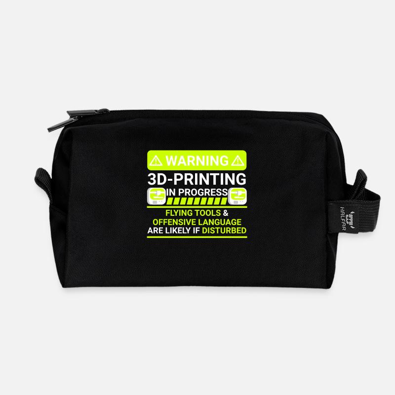 warning 3d printing in progress - Recycelte Kulturtasche - Schwarz