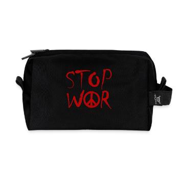STOP WAR mit Peace Zeichen Peace Symbol – NO WAR - Recycelte Kulturtasche - Schwarz - Vorne