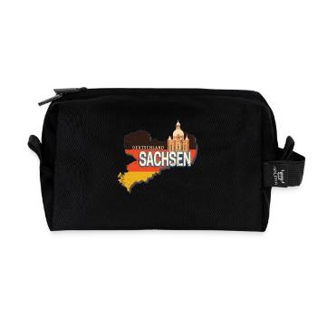 Sachsen Deutschland Retro Bundesland Landkarte - Recycelte Kulturtasche - Schwarz - Vorne