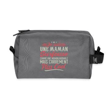 Ich bin eine Surfer-Mama, ausgesprochen cool - Recycelte Kulturtasche - Anthrazit - Vorne