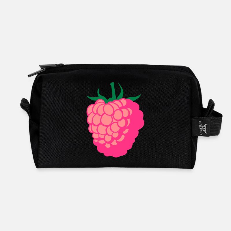 Raspberry fruit - Recycled Toiletry Zip Bag - black